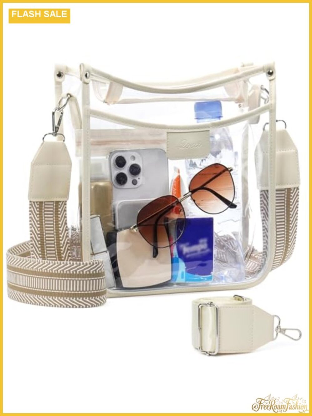 Clear Crossbody Bag Stadium Approved Purse with Wide Strap Plastic